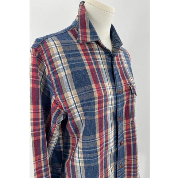 J Crew Womens Flannel Shirt Blue Red Plaid Cotton Top Long Sleeve Blouse S - Picture 1 of 9